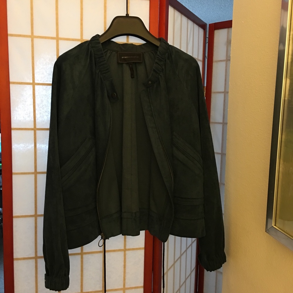 BCBG Beautiful dark blue suede jacket bomber - Picture 3 of 8